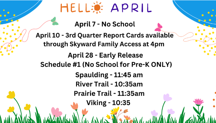Hello April Reminder dates 