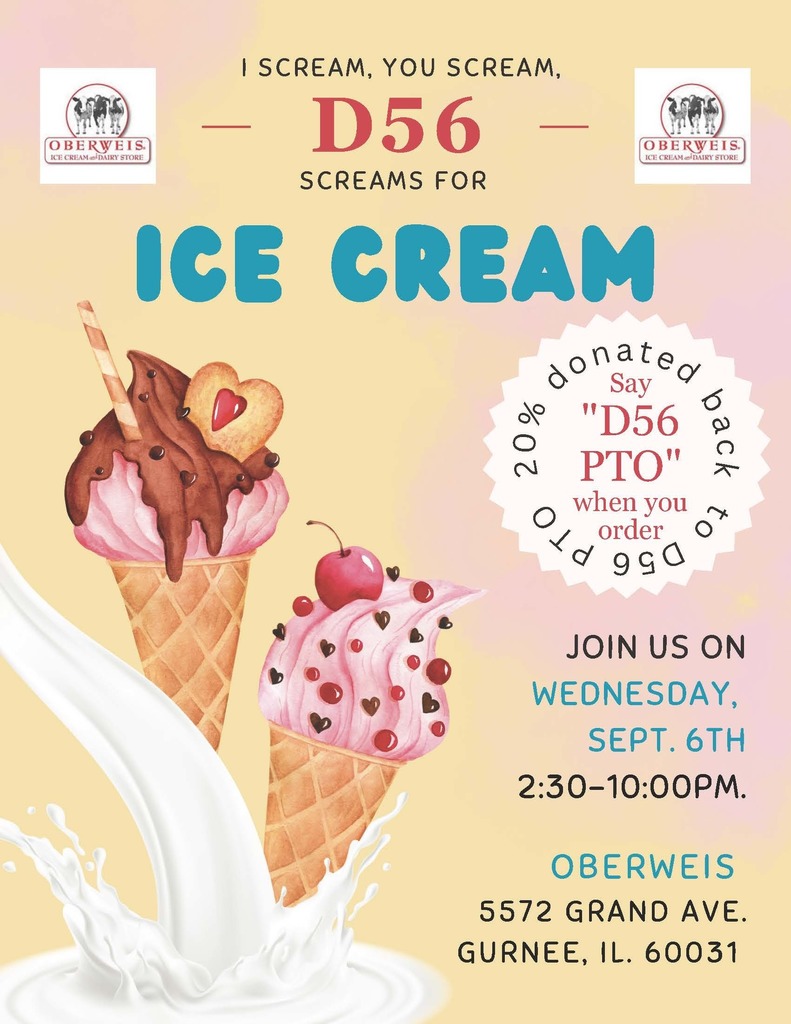PTO 56 ice cream fundraiser